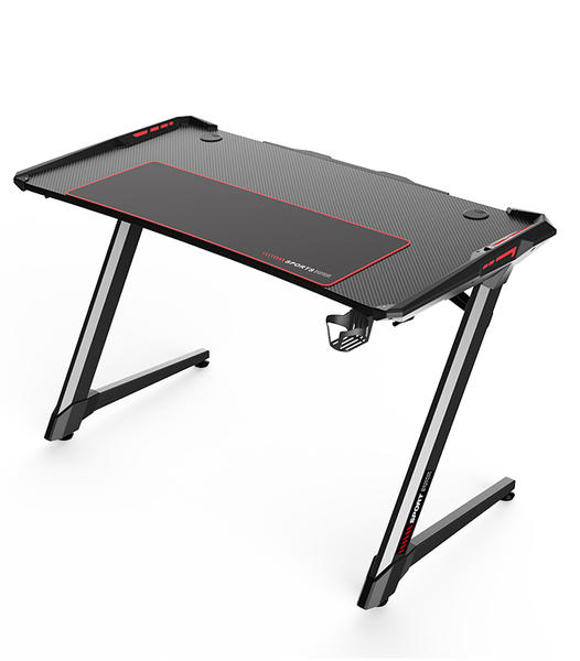Custom Z Shaped Computer Gaming Desk PC Gaming Table with Headphone Hooks & Cup Holder