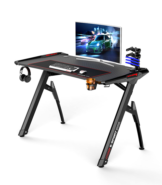 R Shaped Computer Desk - Ergonomic Gaming Desk