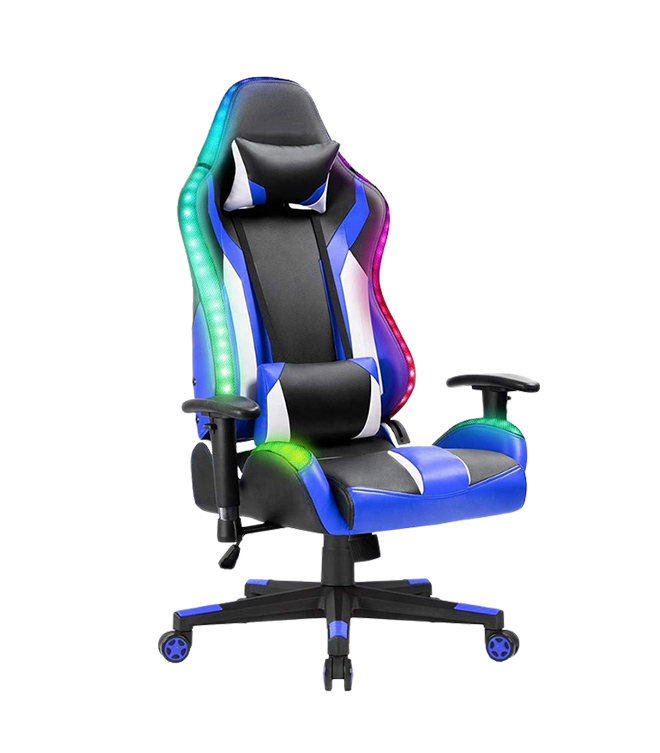 Video Game Chairs High Back Racing Office Gaming Chair with Armrest, Headrest, Lumbar Support and Built-in LED Light  HJ030