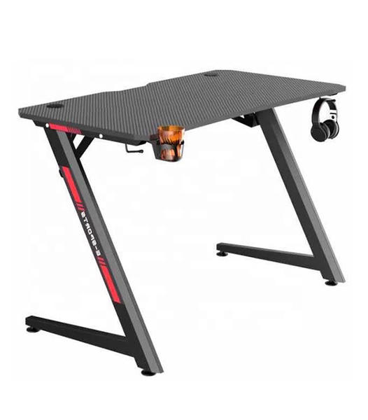 Z-Shaped Computer Desk Racing Style Office Table Gamer PC Workstation with Handle Rack, Cup Holder and Headphone Hook  HJ004