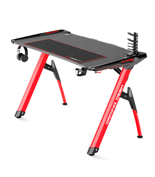  Custom Ergonomic Computer Gaming Table with RGB Lights, Headphone Hanger and Cup Holder  HJ017