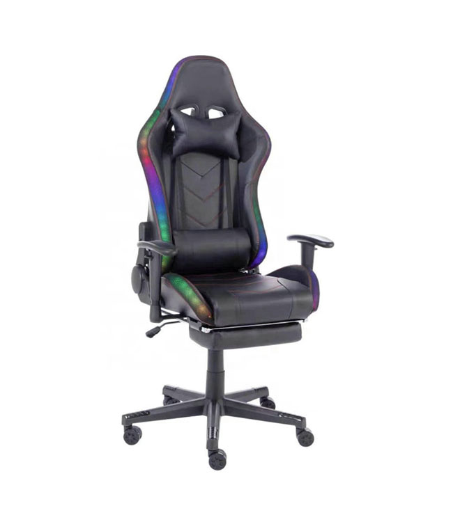 Custom Embroidery Logo Adjustable Armrest Esports Racing Led Light Rgb Gaming Gamer Chair