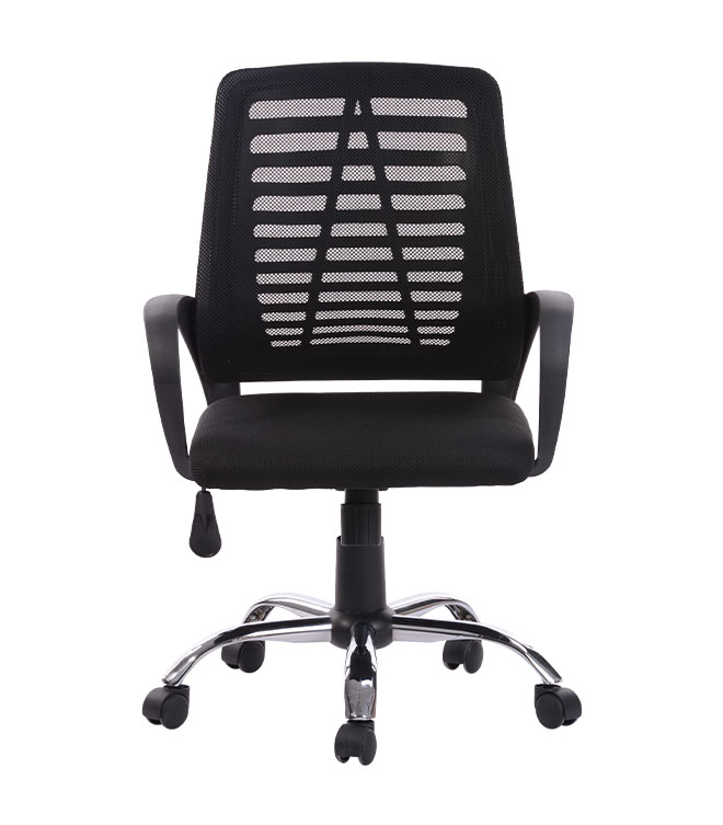 Comfortable Swivel Mesh Back Office Chair Chrome 300 Mm Metal Base With Nylon Castor